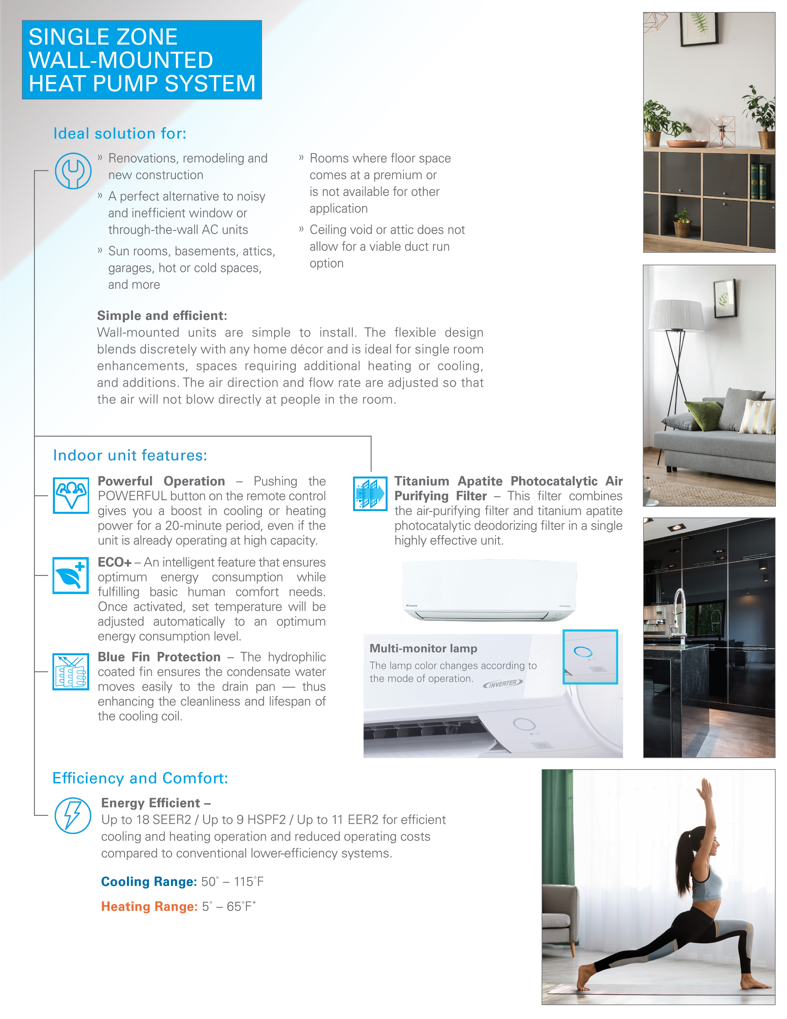 Mini Split 18,000 BTU Daikin R32 Entra Series 18 SEER2 Heat Pump System RXC18AXVJU, FTXC18AXVJU